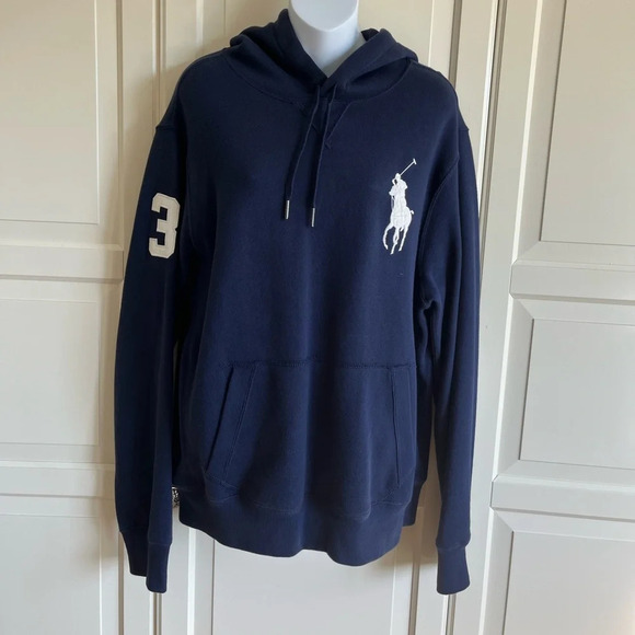 Polo Ralph Lauren Big Pony Fleece Hoodie, Blue Size Large, Preppy, Old Money. - Picture 7 of 16
